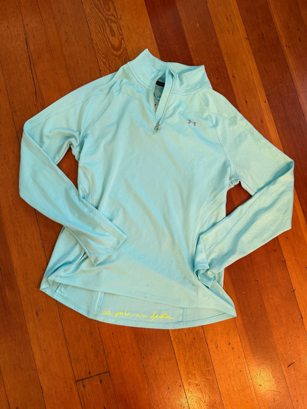 Under Armour light aqua quarter-zip long sleeve top